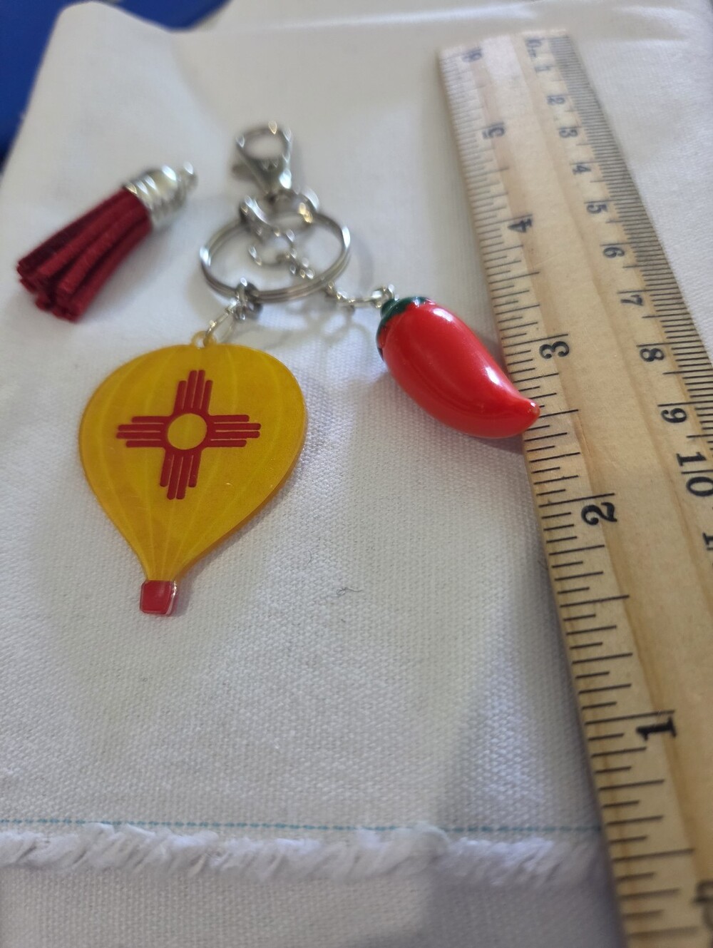 Keyring With Zia Logo Hot Air Balloon Charm